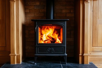 Wood burning stove, warm fire