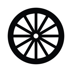 Fototapeta premium Simple Black and White Wagon Wheel Icon Illustration