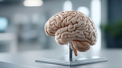 Human Brain Model for Medical Research and Education on Display. Anatomy and Science Concept.