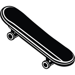 Isometric Black and White Skateboard Illustration