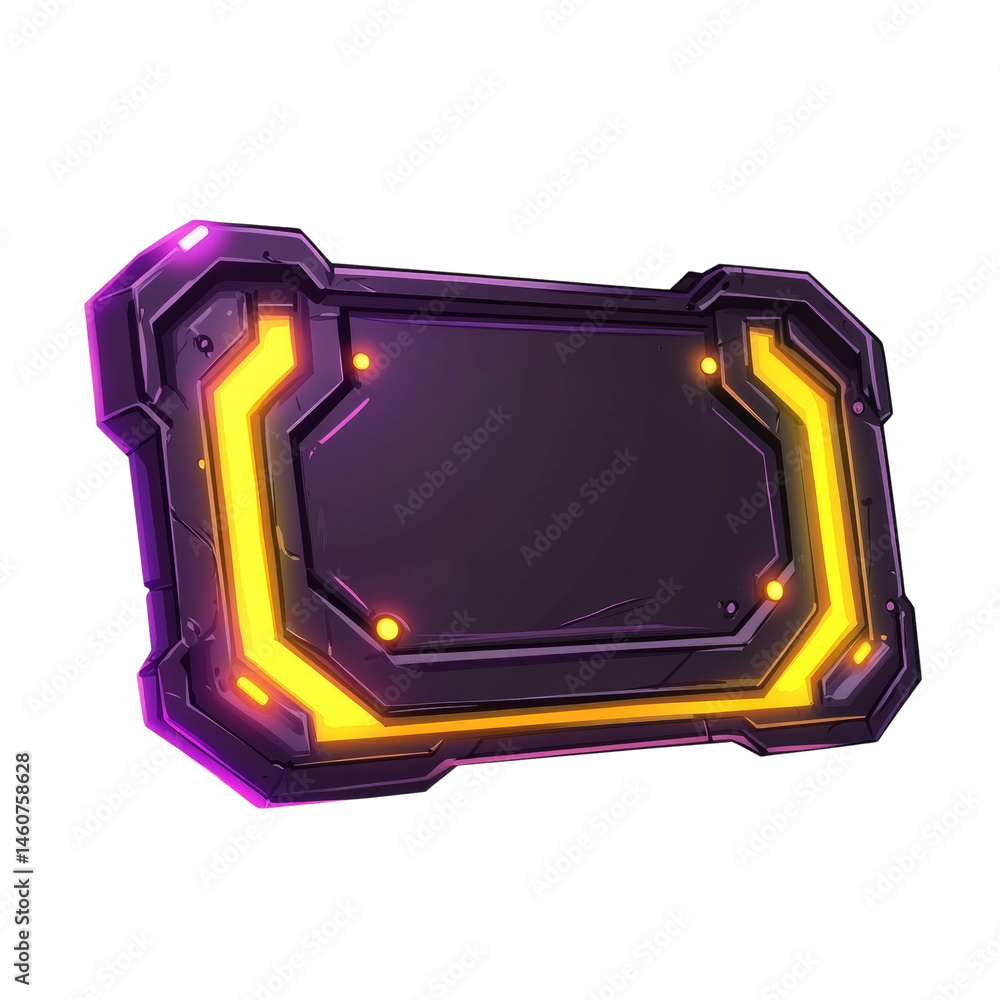 Aufkleber Futuristic interface panel with illuminated accents and isolated transparency