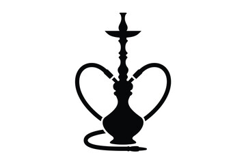 Black Silhouette of a Traditional Hookah Pipe
