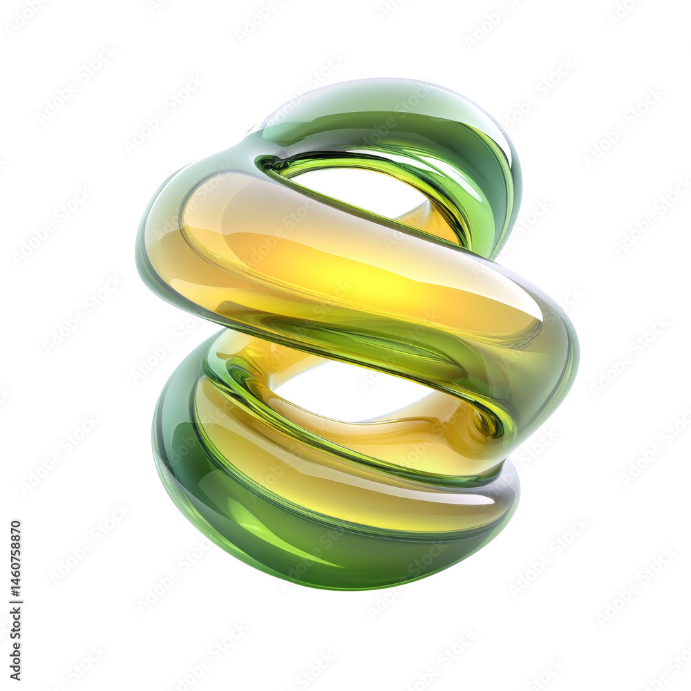 Aufkleber abstract iridescent form showcasing gradient of green and amber hues on transparency