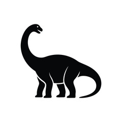 Black Silhouette of a Long Necked Dinosaur