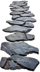 Floating slate path illusion ascending on transparent surface for creative designs