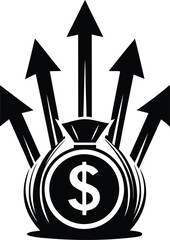 Premium quality money icon featuring a dollar sign silhouette logo icon vector illustration, money icon featuring a dollar sign line art black color vector art design