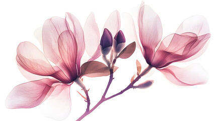 Obraz premium Transparent Magnolia Flowers – Elegant Botanical Watercolor