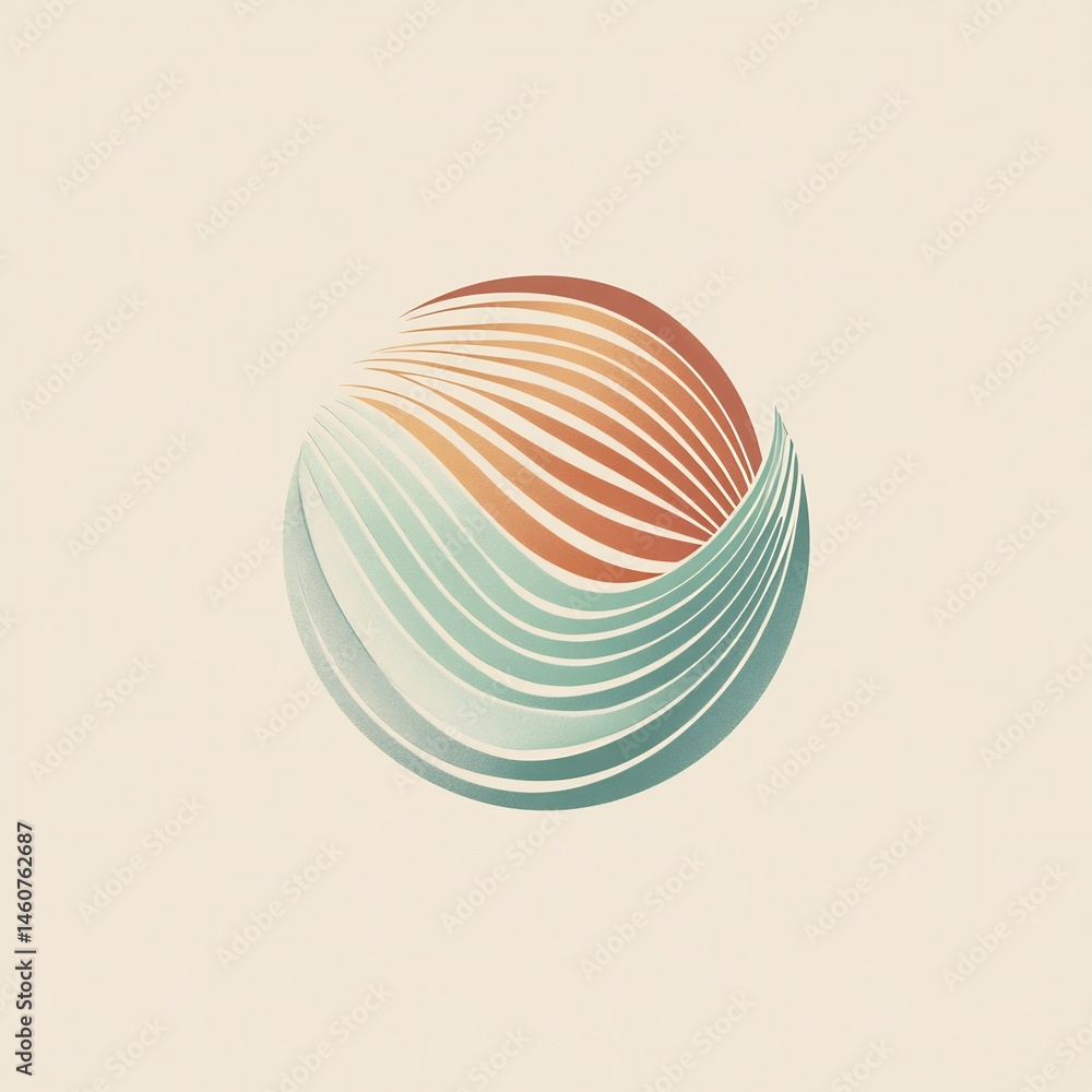 Poster harmonic gradient orb: a minimalist sphere of intersecting color waves