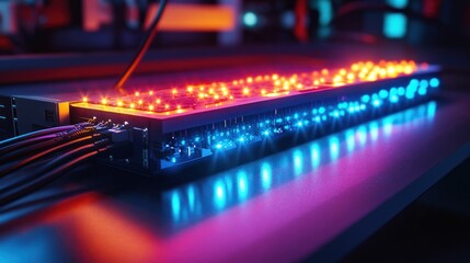 Naklejka premium Futuristic Technology: High-Performance Computing Hardware with LED Illumination