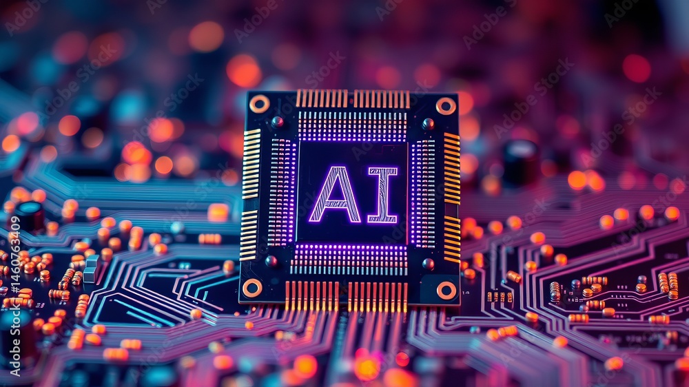 Poster a close-up shot reveals a microchip with the ai prominently displayed on a circuit board showcasing 