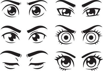 Collection of cartoon eyes expressing different emotions in vector format