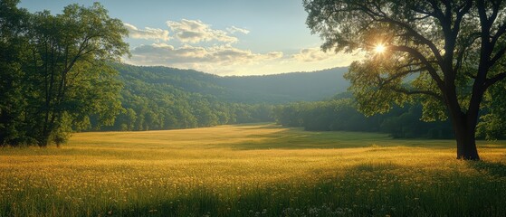 Gentle Breeze Through a Lush Meadow