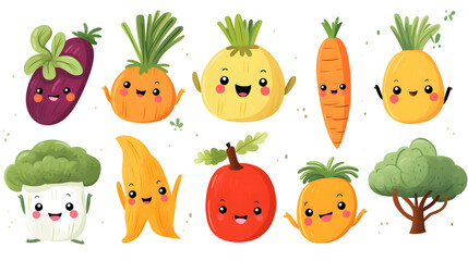 Colorful Cartoon Vegetables Engage Kids in Healthy Eating Habits
