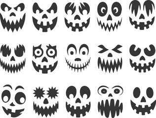 Spooky jack o lantern faces collection of halloween silhouettes for diy crafts