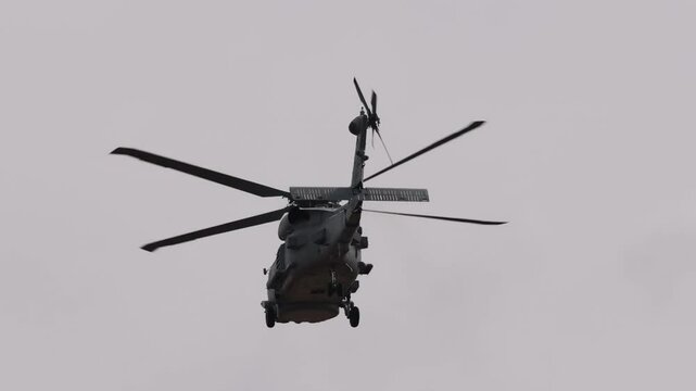 Military Helicopter Maneuvering at Avalon Airshow