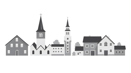 Flat Icon of Village Buildings for Professional Design Projects and Websites