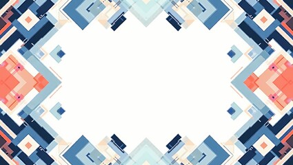 Geometric Symmetry: A dynamic visual composition showcases an artistic arrangement of squares and rectangles in vibrant colors, forming a balanced symmetrical design.