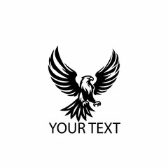 Flying Eagle Logo – Monochrome Bird of Prey Vector on Isolated White Background

