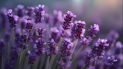 Obraz premium Detailed view of lavender blossoms with soft focus