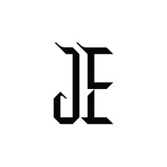 JE monogram logo design letter text name symbol monochrome logotype alphabet character simple logo