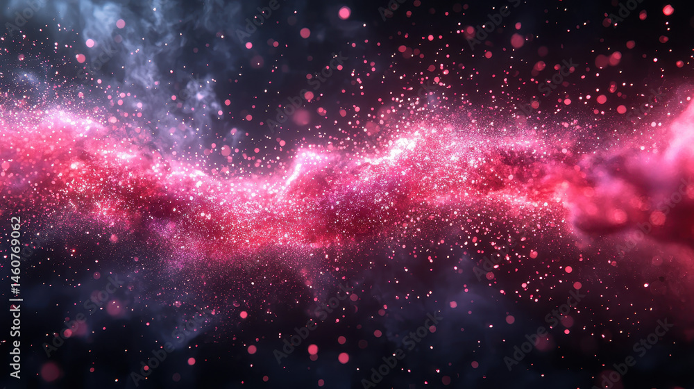 Poster a realistic 4k 3d background visualizes o with radiant pink and blue particles flowing dynamically a
