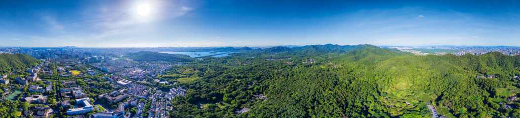 Aerial view of West Lake Scenic Area in Hangzhou, China