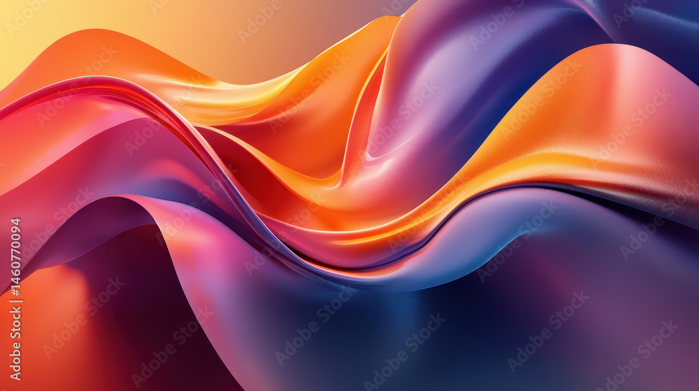 Poster bold abstract 3d waves flow realistically in high resolution 4k from a side angle, creating a vibran