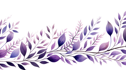 Elegant Violet Leaves and Branches Border on White Background for Designs