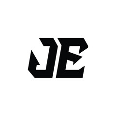 JE monogram logo design letter text name symbol monochrome logotype alphabet character simple logo