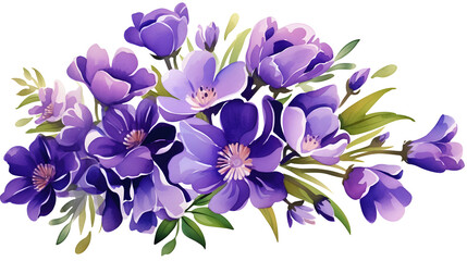 Exquisite Violet Summer Flowers Bouquet Isolated on White Background for Floral Design