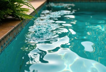 Tranquil swimming pool water with gentle ripples and reflections