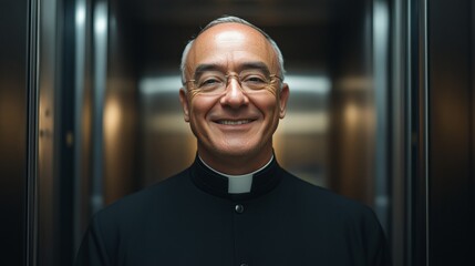 Portrait of a smiling priest and standing