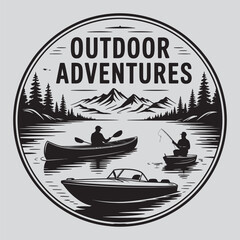 A boat, a nautical vessel, floats on the blue sea near the coast and also on a calm river landscape under the summer sky © SEAMOR