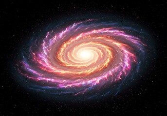 Obraz premium Cosmic Swirl: Pink & Orange Galaxy Nebula AI Generated