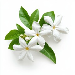Fresh white flowers and lush green leaves