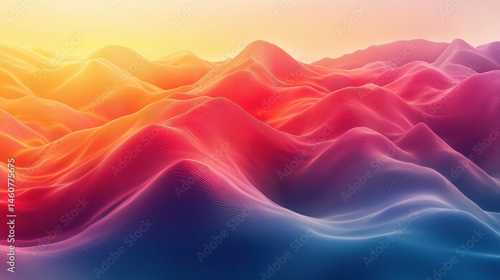 Poster a captivating 3d background showcases realistic abstract waves of color in 4k resolution from a side