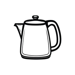 Teapot Outline Isolated with Handle on Transparent Background