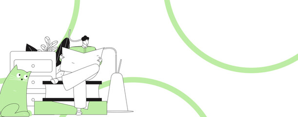 Character reading quietly vector concept operation hand drawn illustration
