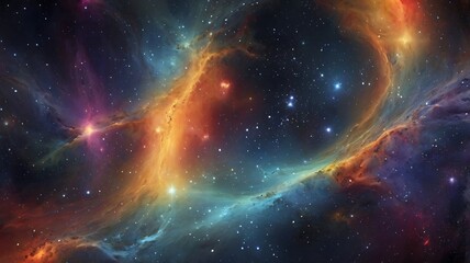Stunning cosmic nebula and starfield displaying vibrant colors of the universe's depths