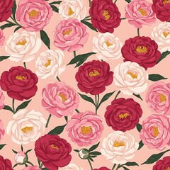 Blushing Peonies: A Delicate Floral Pattern AI Generated