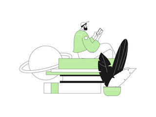Character reading quietly vector concept operation hand drawn illustration
