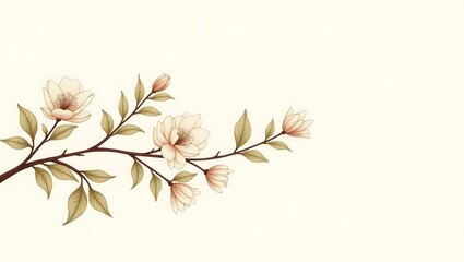 A delicate branch of pink cherry blossom, a sakura bloom, embodies spring's floral beauty on the tree