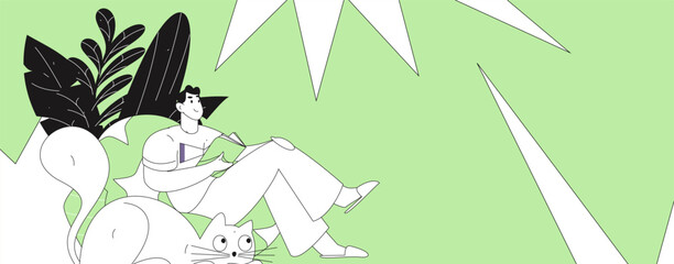 Character reading quietly vector concept operation hand drawn illustration
