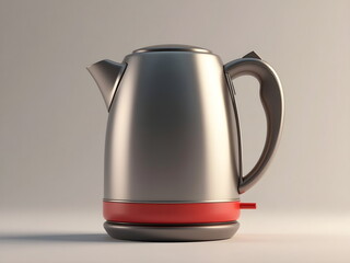 Realistic 3D Render of a Modern Electric Kettle with Red Base