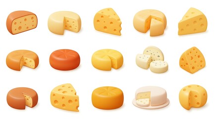 Assorted Cheese Varieties: A Vibrant Digital Illustration AI Generated