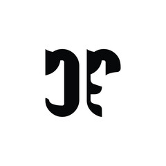 Naklejka premium JF monogram logo design letter text name symbol monochrome logotype alphabet character simple logo