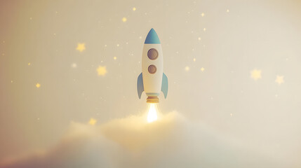 Colorful cartoon rocket illustration image