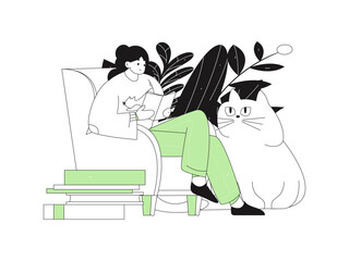 Character reading quietly vector concept operation hand drawn illustration
