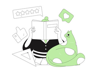 Character reading quietly vector concept operation hand drawn illustration
