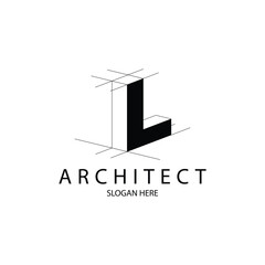 3D architect logo with letter L. suitable to architect and construction company